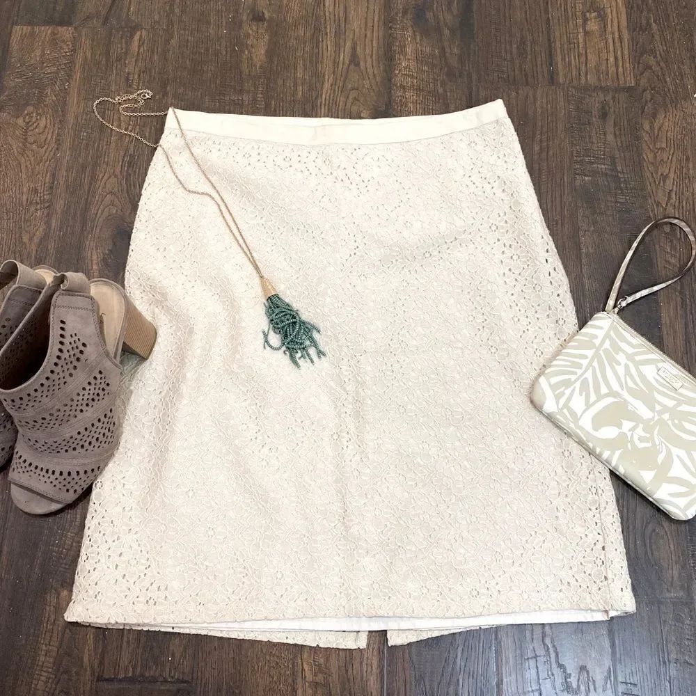 Isaac Mizrahi Skirt Off White Beige Lace